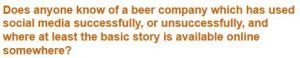 Question about beer companies, on LinkeIn Answers