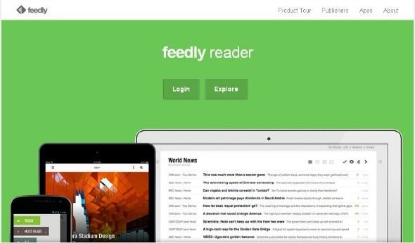 Feedly home page screenshot