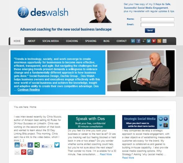 Des Walsh dot Com home page 20 August 2013