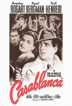 Old movie poster for Casablanca